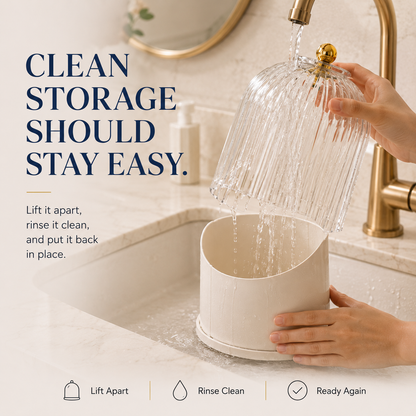 Modern Durable Toothbrush Holder with Cover - 360-Rotating Compact Transparent Door Lid Organizer for Vanity Bathroom Countertop Storage, 1 Count Rotating Box