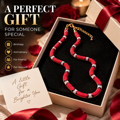 🐍 Crimson Snake-Style Statement Necklace – Bold & Unique Everyday Jewelry