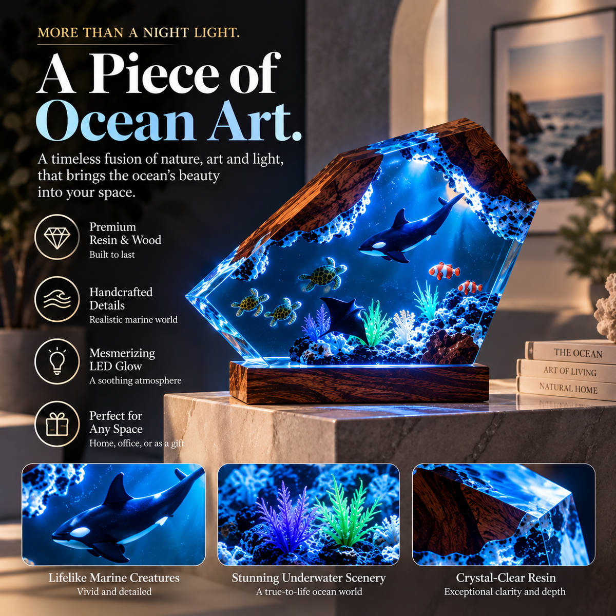 OceanGlow™ Handcrafted Resin Ocean Art Lamp