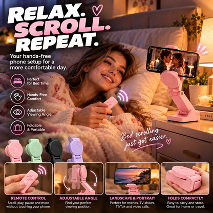 Foldable Remote Control Phone Stand – Hands-Free Adjustable Phone Holder for Bed, Desk & Travel
