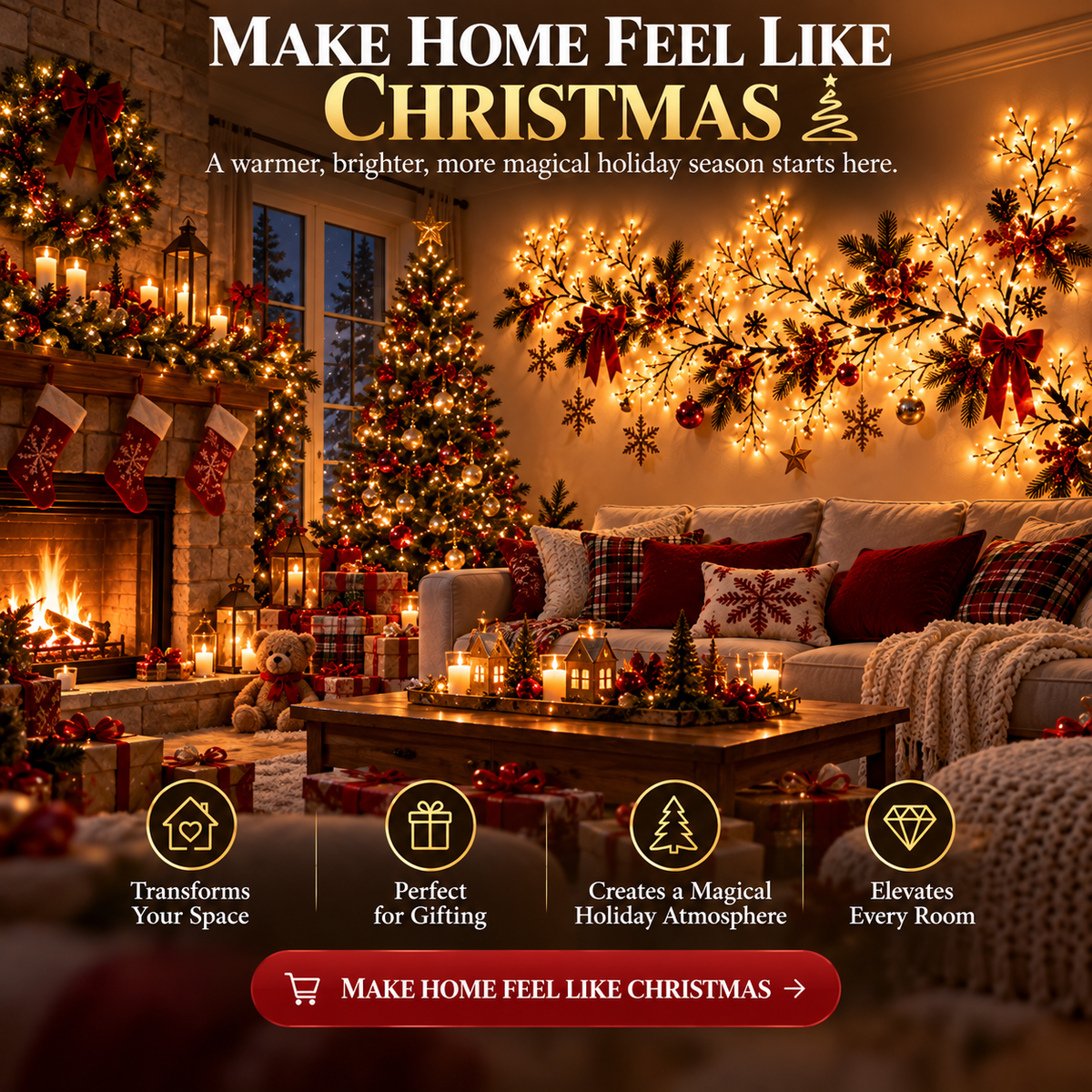 ChristmasGlow™ Flexible Branch-Style Holiday Lights with Remote Control