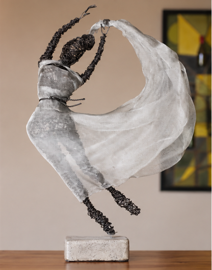 Handmade Wire Dancer Sculpture, Elegant Ballet Lady Figurine, Modern Metal Art Statue for Living Room Decor, Unique Gift for Home Office