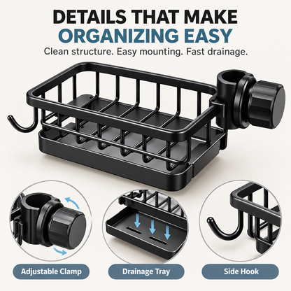 SinkEase™ – Faucet-Mounted Kitchen Sink Organizer