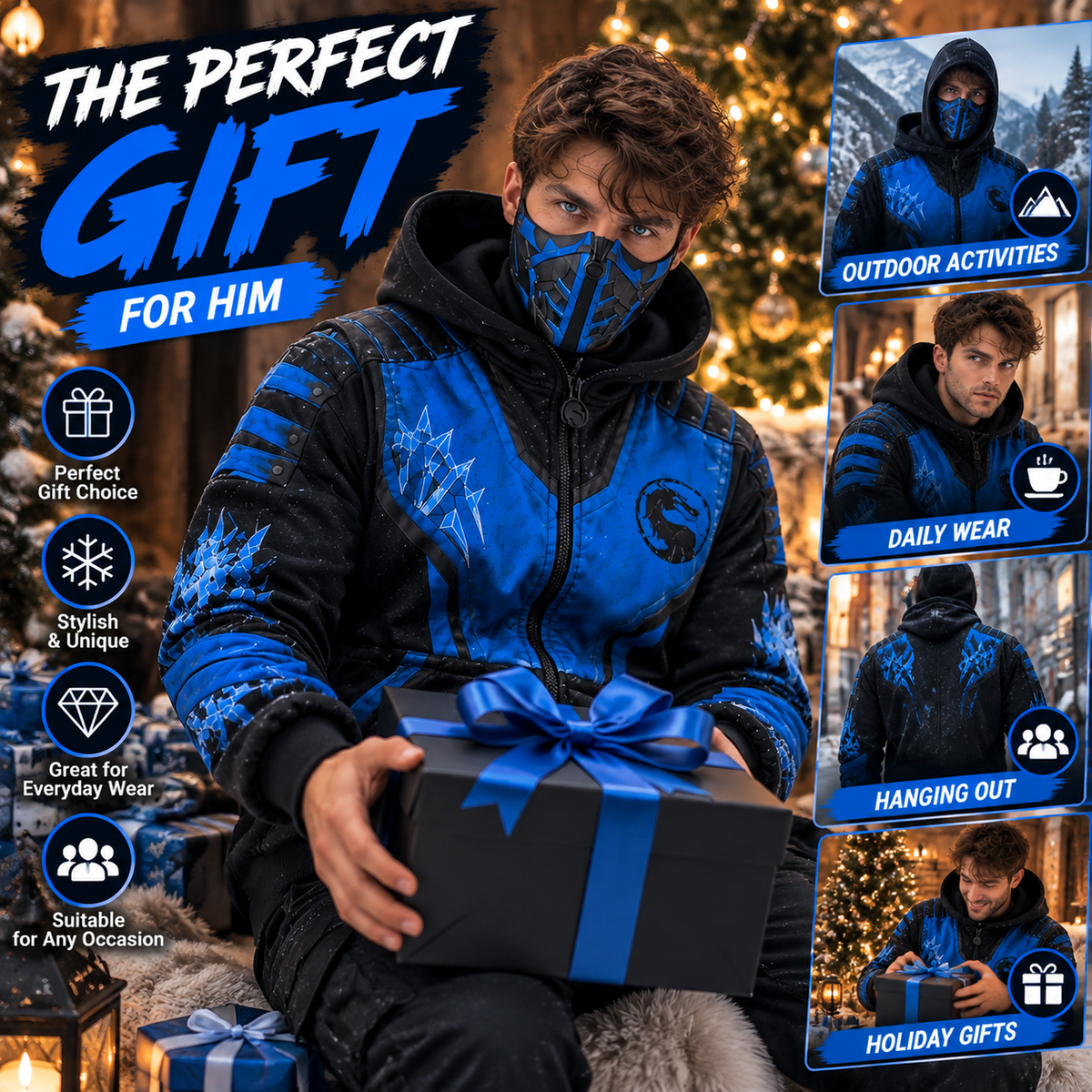 ⚡ Blue Shadow™ Ninja Mask Hoodie – Bold Style, Everyday Comfort