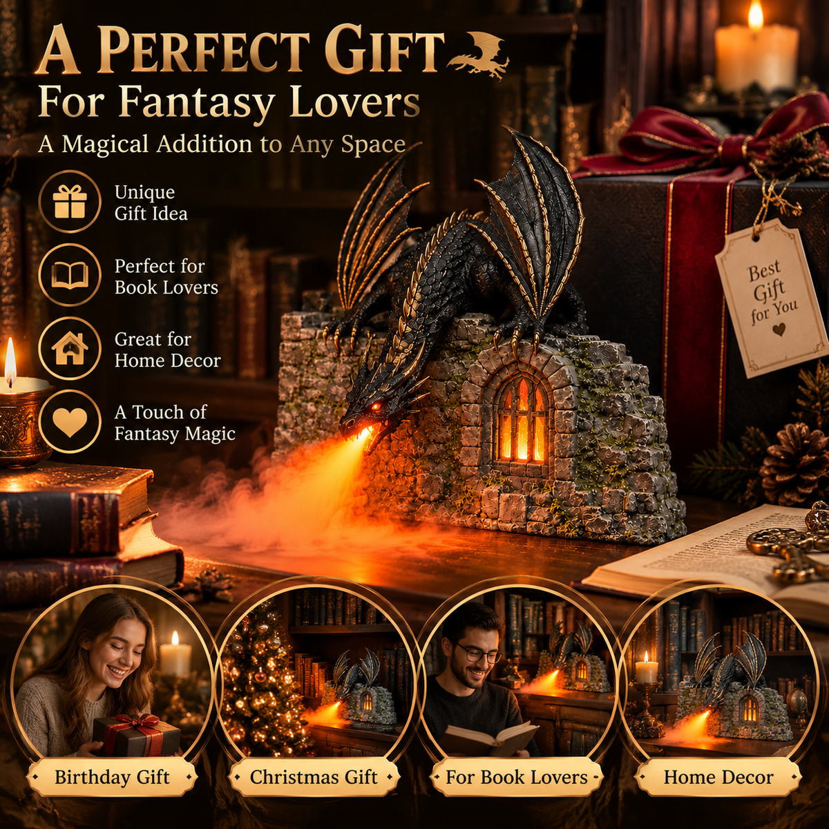 Dragon Castle Mist Humidifier ✨ Fantasy Desk Decor