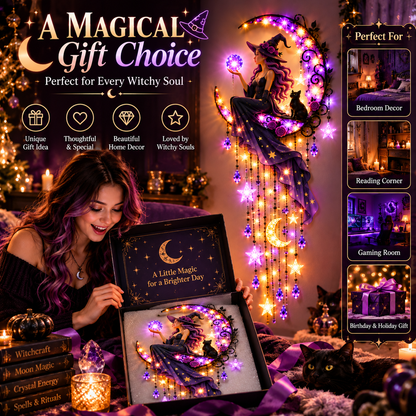 🌙 Enchanted Witch Moon LED Wall Decor ✨
