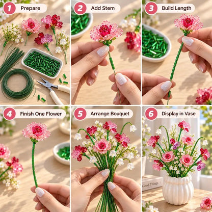 🌸 DIY Beaded Wildflower Bouquet Kit – Handmade Crystal Flower Craft Set