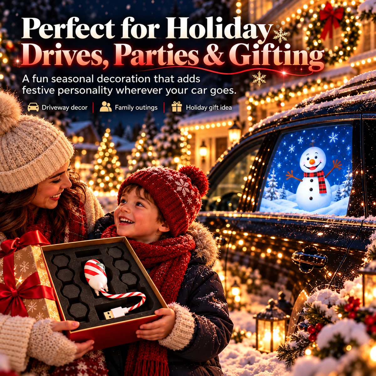 🎄Christmas Magic™ – USB Car Window Holiday Projection Light