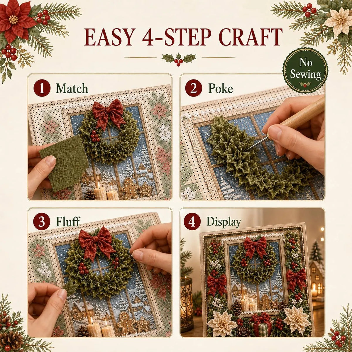 3D Christmas Fabric Poke Art Kit🖼️