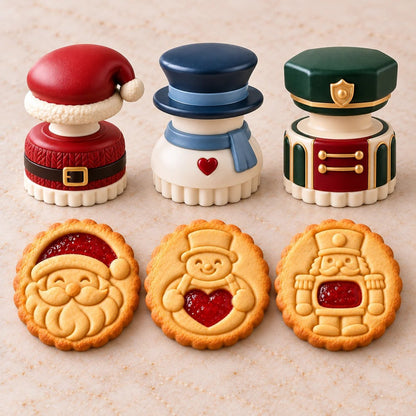 🎄🍪 Christmas Jam Cookie Press – Festive Character Cookie Stamps with Embossed Designs & Jam-Fill Centers | Holiday Baking Fun 🎅❤️