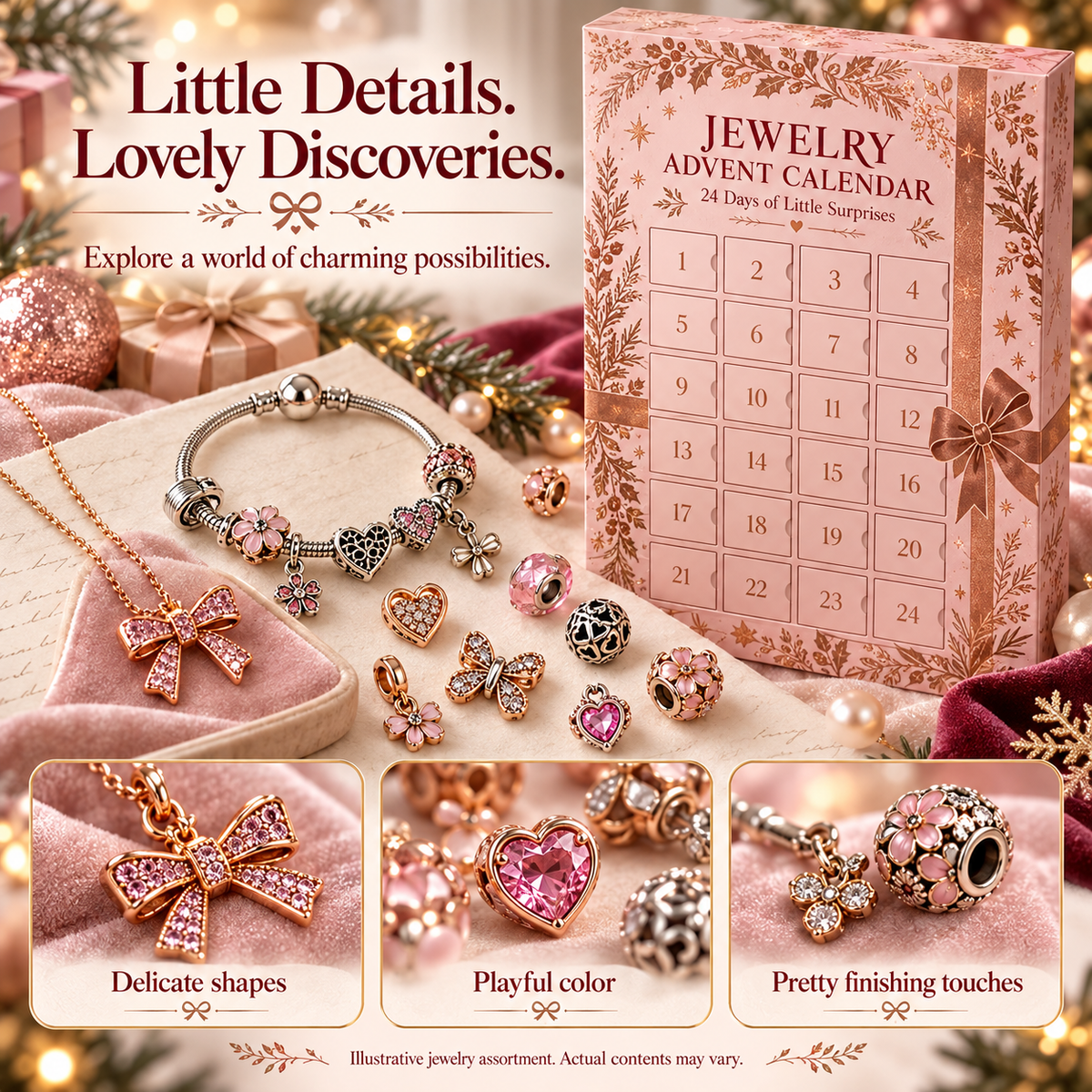 💎 SparkleJoy™ 24-Day Jewelry Advent Calendar – Christmas Surprise Gift Box for Women