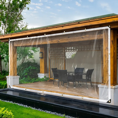 🌧️ RainShield Pro™ Transparent Waterproof Tarp – Heavy-Duty Outdoor Cover with Secure Grommets