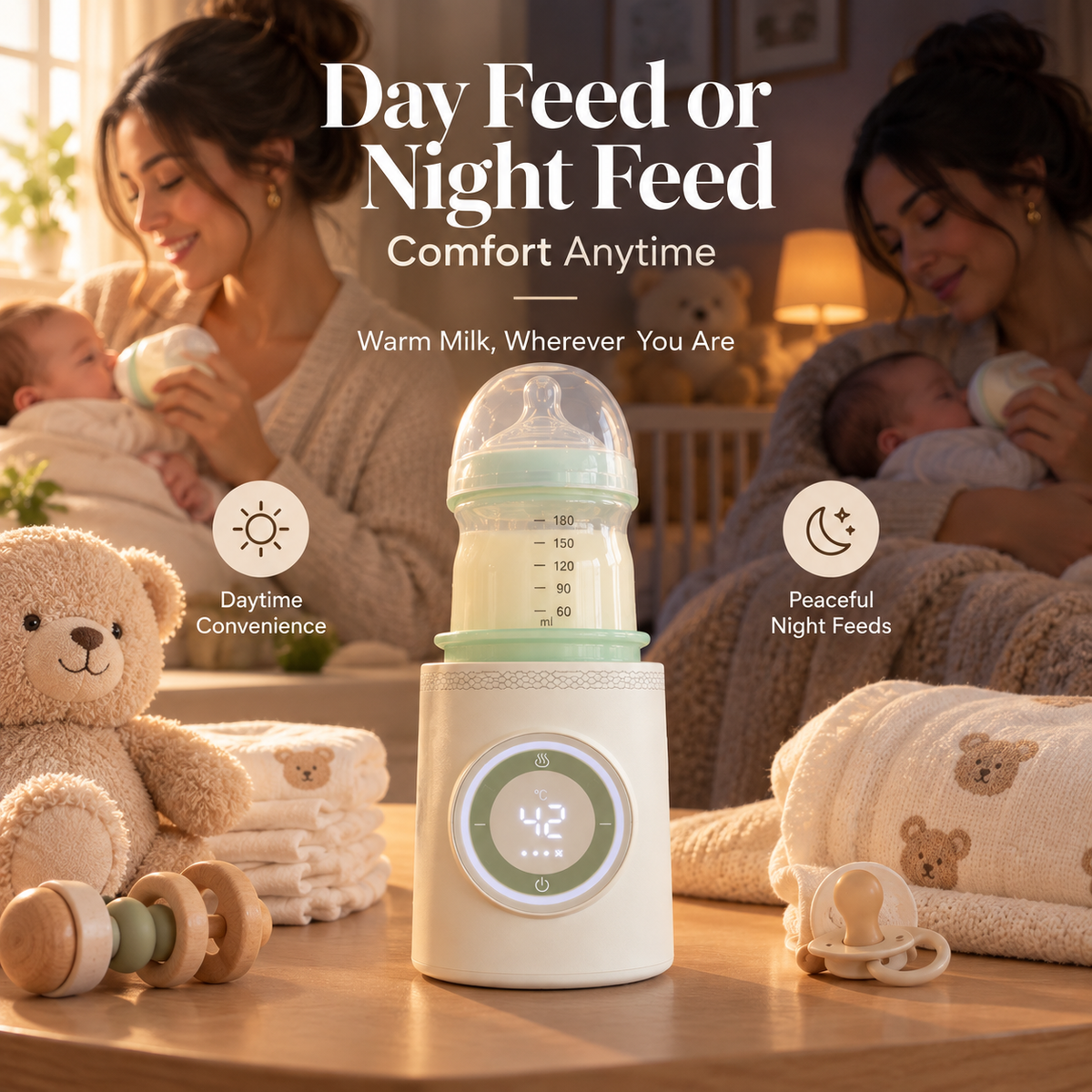 🍼 WarmNest™ Portable Bottle Warmer – Fast & Even Heating for Milk Anywhere
