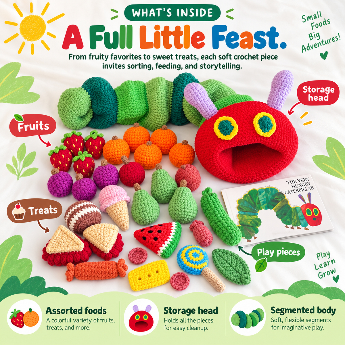 Feed & Fun™ Caterpillar Crochet Toy Set ⭐⭐⭐⭐⭐