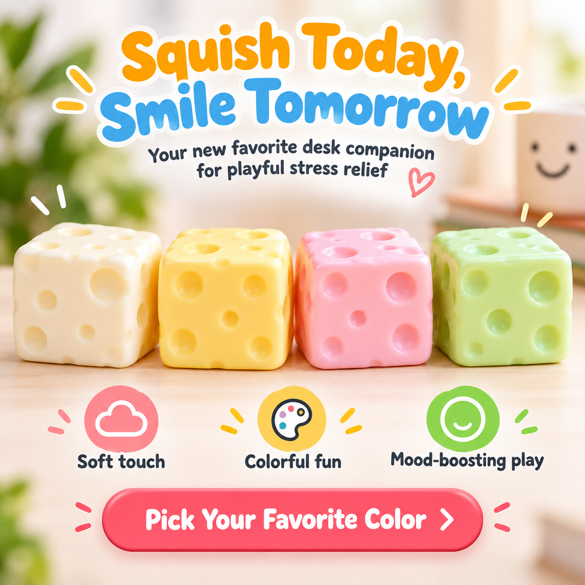 Squishy Cheese Stress Toy – Giant Moldable Cheese Fidget Toy for Stress Relief, Sensory Play & Desk Fun ⭐⭐⭐⭐⭐