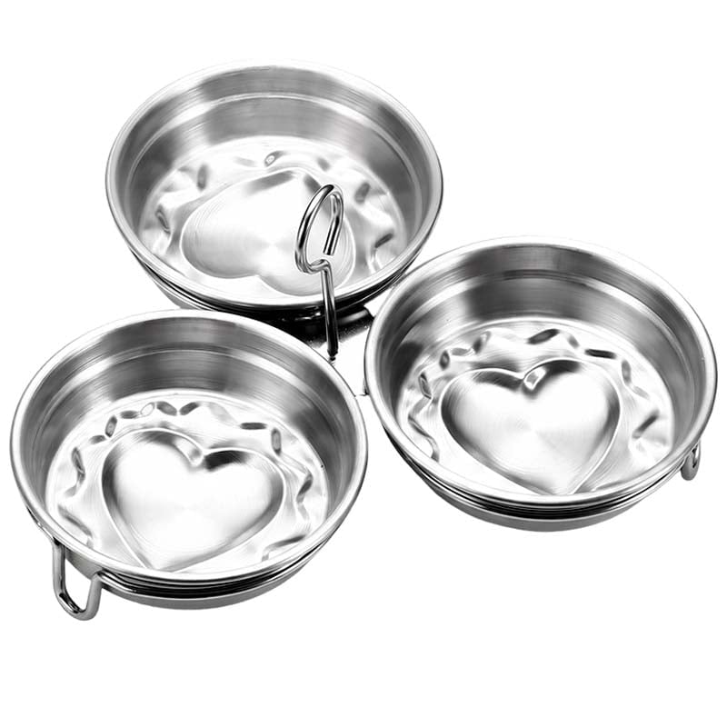 Three-well stainless steel heart-design egg cooker