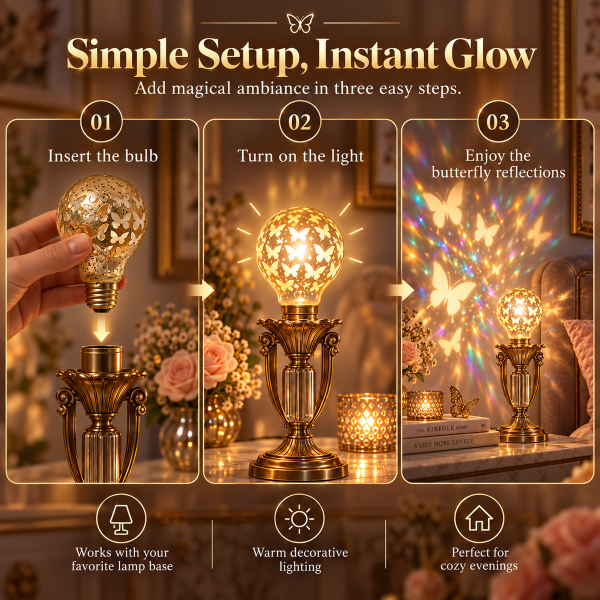 🦋 ButterflyGlow™ Projection Bulb – Dreamy Wall Art Light for Elegant Home Ambience