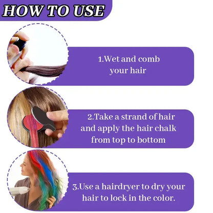 Instant Hair Color Magic -Washable Temporary Hair Chalk Set