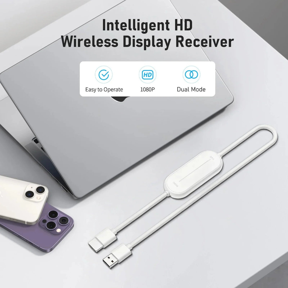 📺 Lemorele P1000 Wireless HDMI Transmitter and Receiver Set – Plug & Play 1080P Full HD Screen Mirroring Adapter for Phone, Laptop & Tablet to TV, Monitor, Projector