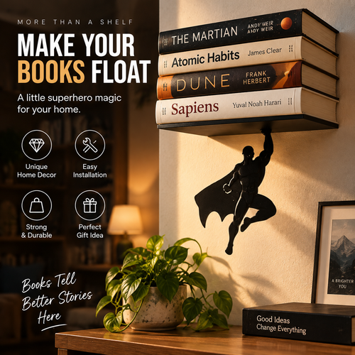 🦸 HeroHold™ – The Floating Book Shelf That Defies Gravity ⭐