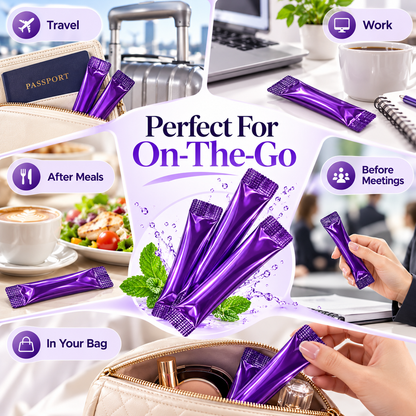 💜 FreshPop™ Portable Mouthwash Strips – Instant Fresh Breath Anywhere（20 pieces per box）