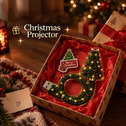 🌲Christmas Projector Light, Plug and Play HD Christmas Projector, USB Powered Christmas Night Light with 6+ Holiday Patterns, Flexible Tree Lamp for Bedroom, Ceiling, Desk & Holiday Decor