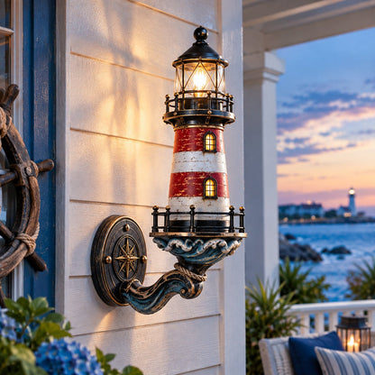 Vintage coastal lighthouse wall light detail view 3