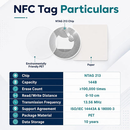 60pcs NFC Tag Sticker, Ntag213 NFC Programmable NFC tag 144 Byte label, compatible with all NFC enabled smartphones