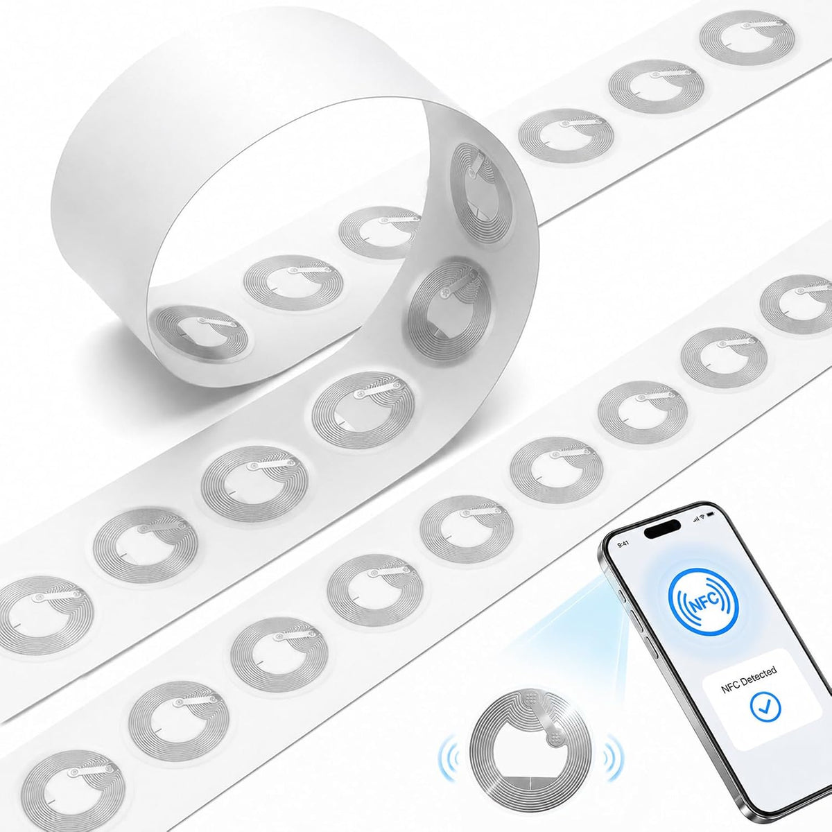 60pcs NFC Tag Sticker, Ntag213 NFC Programmable NFC tag 144 Byte label, compatible with all NFC enabled smartphones