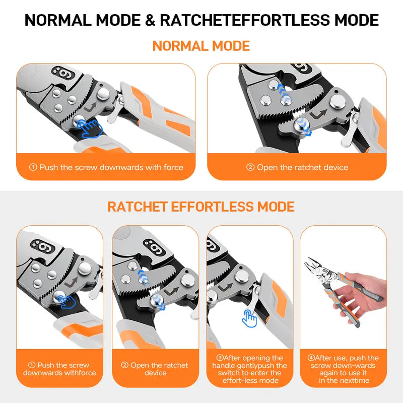 55-Steel Self-Locking Anti-Skid Ratchet Pliers with Lock Mechanism