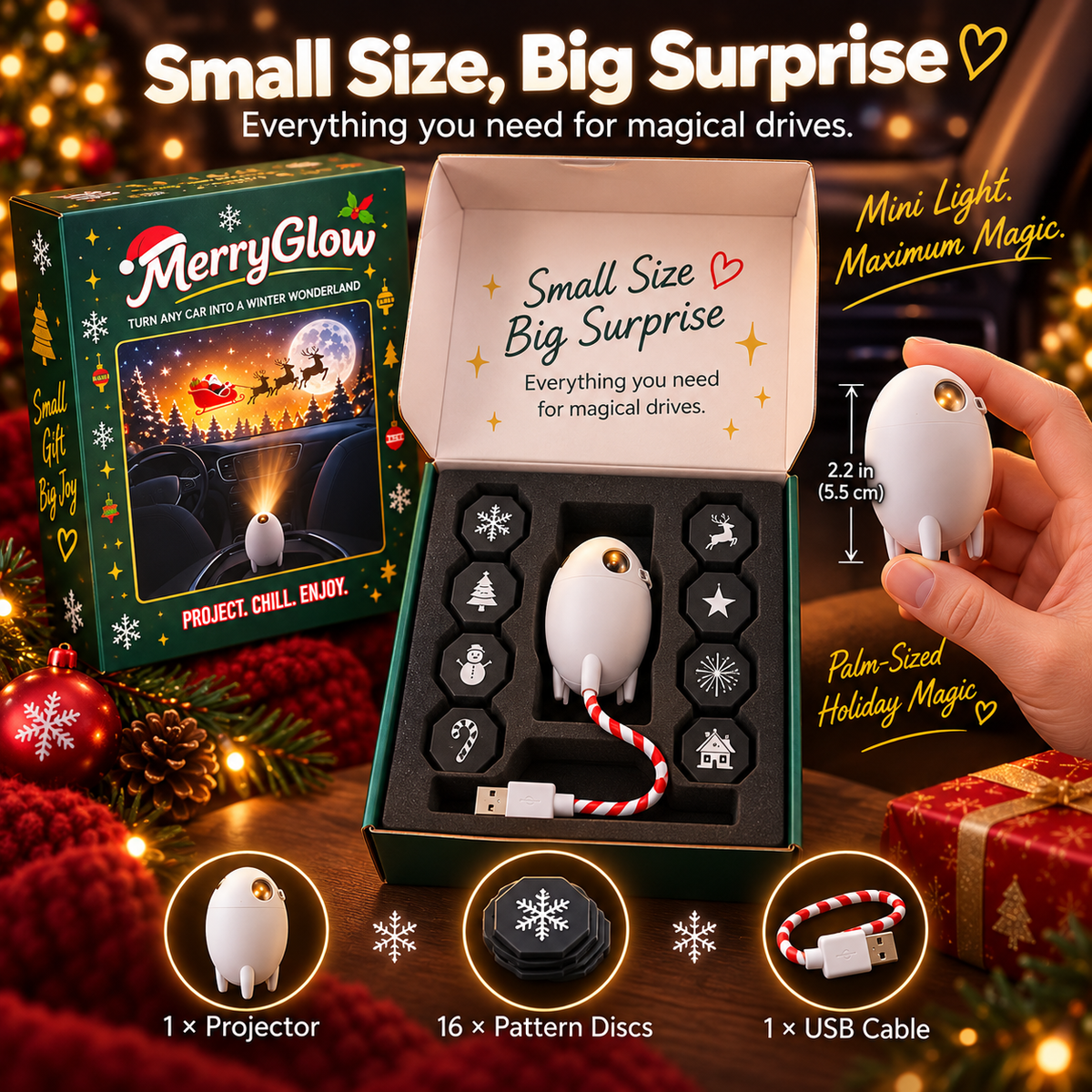 🎄 DriveGlow™ Christmas Car Projector Light – Magical Holiday Scenes for Every Journey