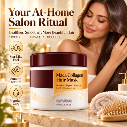 Collagen Hair Mask for Dry & Damaged Hair, Deep Conditioning Treatment with Maca Essence, Moisturizing Repair Hair Cream for Soft, Smooth & Shiny Hair