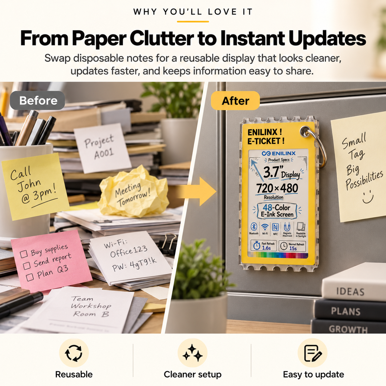 🖼️PixelShow™ Customizable E-Paper Display – Create, Customize & Stand Out