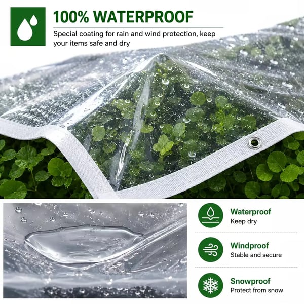 🔥LAST DAY 50% OFF - 🌧️ Transparent Waterproof Tarp – Heavy-Duty Outdoor Cover with Secure Grommets