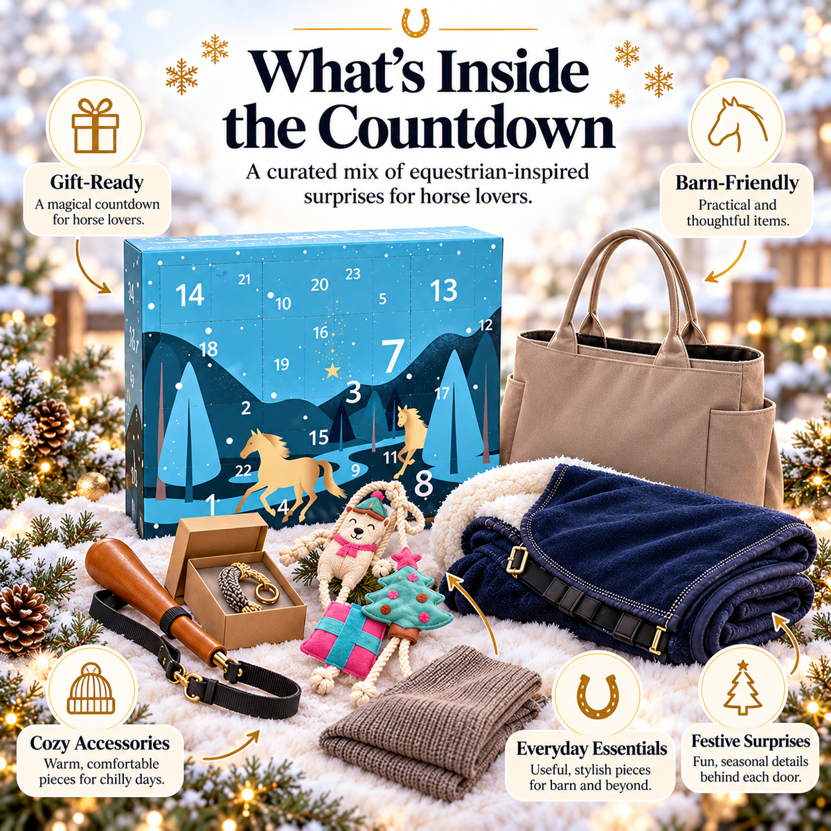 🐎 50% OFF |24-Day Equestrian Advent Calendar – Christmas Surprise Gift Box for Horse Lovers