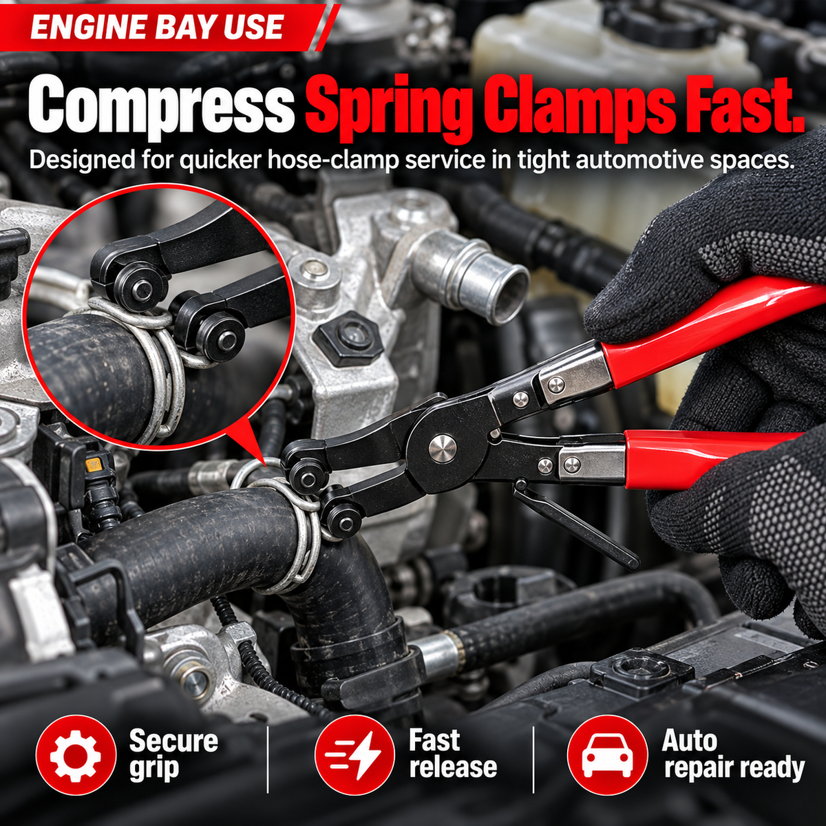 🔧 5-Piece Hose Clamp Pliers Set – Automotive Hose Clamp Removal Tool Kit