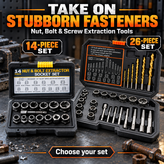 🔧 BoltBreaker™ Extraction Tool Set – 26-Piece Stuck Bolt & Screw Remover