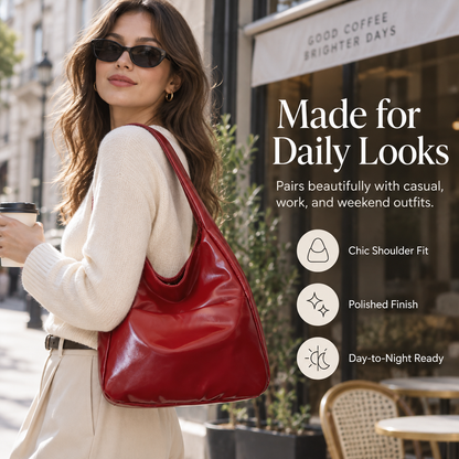 Women’s Soft Vegan Leather Hobo Bag, Lightweight Slouchy Shoulder Handbag, Large Casual Tote Purse for Everyday Work, Shopping & Travel