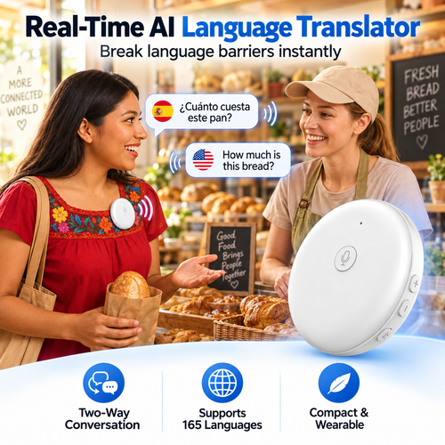Portable AI Language Translator – 165-Language Two-Way Voice Translator & Speaking Practice Companion