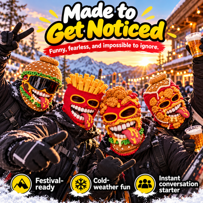 Funny Food Balaclava Ski Mask, Novelty Knitted Full Face Mask with Stretch Fit, Warm Winter Head Cover for Skiing, Snowboarding, Streetwear, Parties & Costume Fun