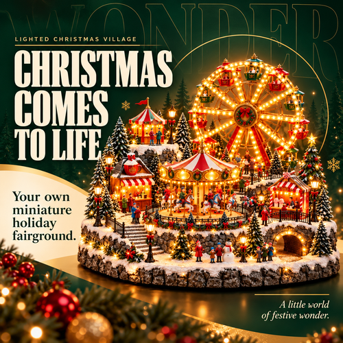 🎄 Magical Christmas Village™ – Lighted Animated Winter Wonderland Holiday Decoration