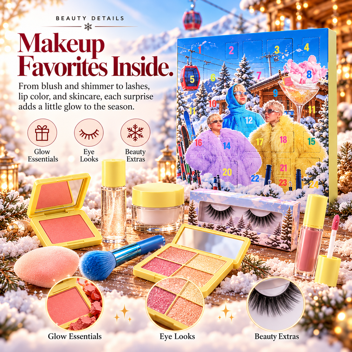 GlowLuxe™ 24-Day Beauty Advent Calendar – Makeup & Beauty Surprise Countdown
