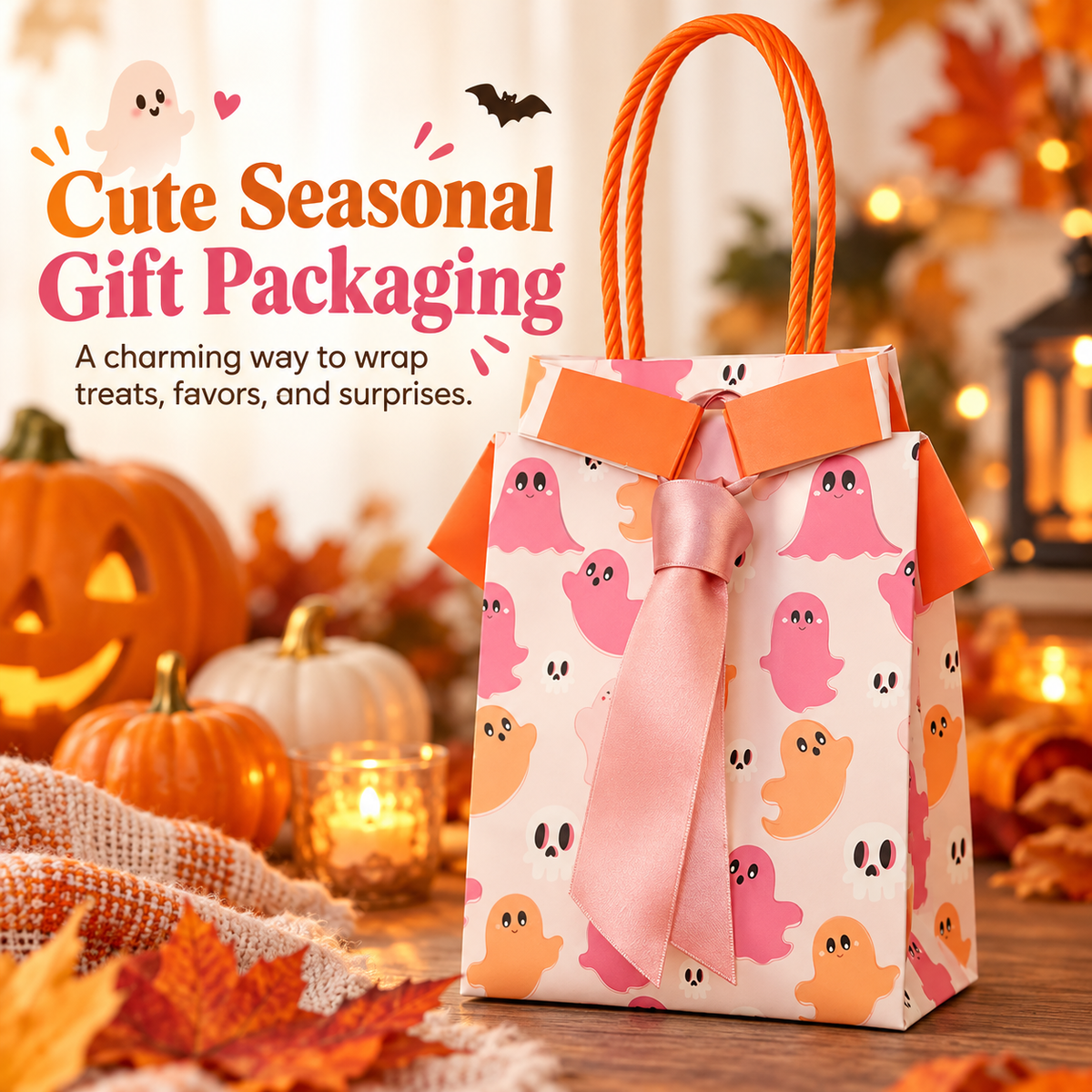 BooBows ghost bag presented as seasonal Halloween gift packaging