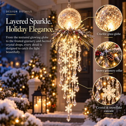 ❄️SnowGlow™ Illuminated Snowflake Hanging Lantern – Winter Entryway Décor