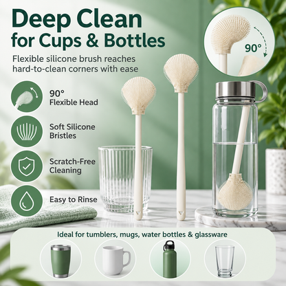 🧼 FlexiClean™ 90° Flexible Silicone Bottle Brush – Deep Cleaning for Cups, Tumblers & Bottles
