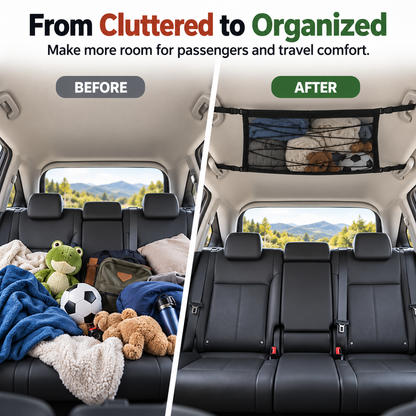 🚙 RoofVault™ Large-Capacity Car Ceiling Storage Net – Reinforced Overhead Cargo Organizer