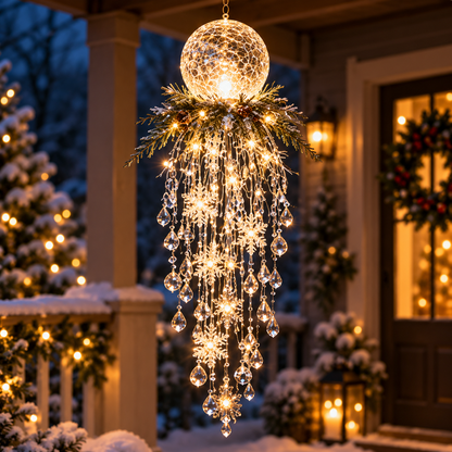 ❄️SnowGlow™ Illuminated Snowflake Hanging Lantern – Winter Entryway Décor