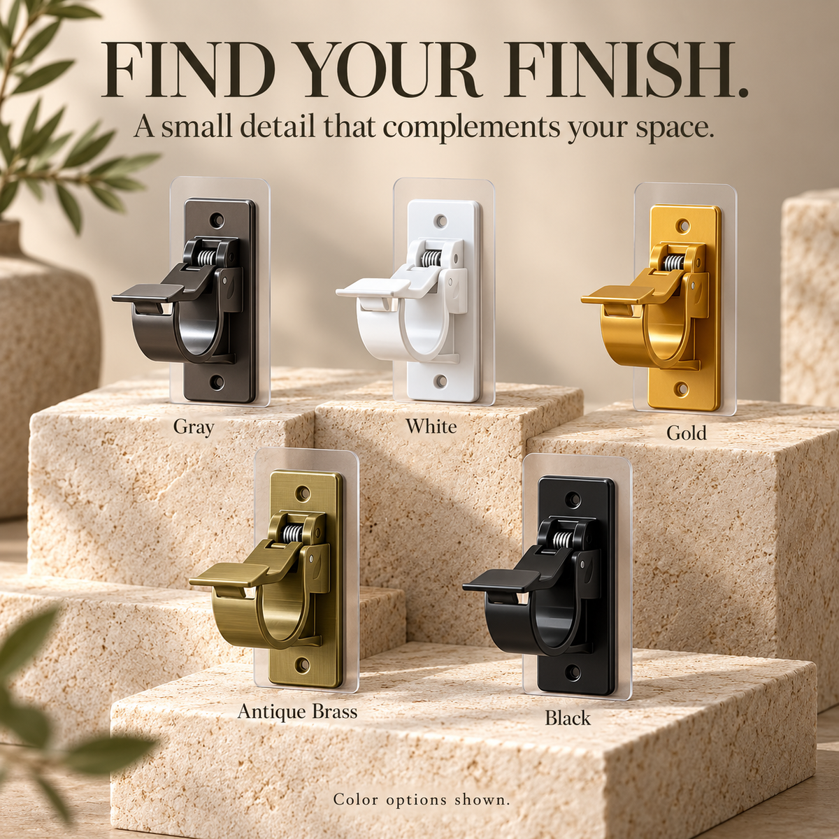🏡 StickEase No-Drill Curtain Rod Brackets — 4-Pack