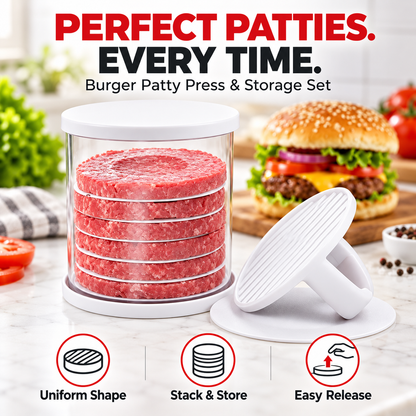 🍔 PattyPro™ Burger Press & Storage Set – Perfect Patties, Ready to Stack