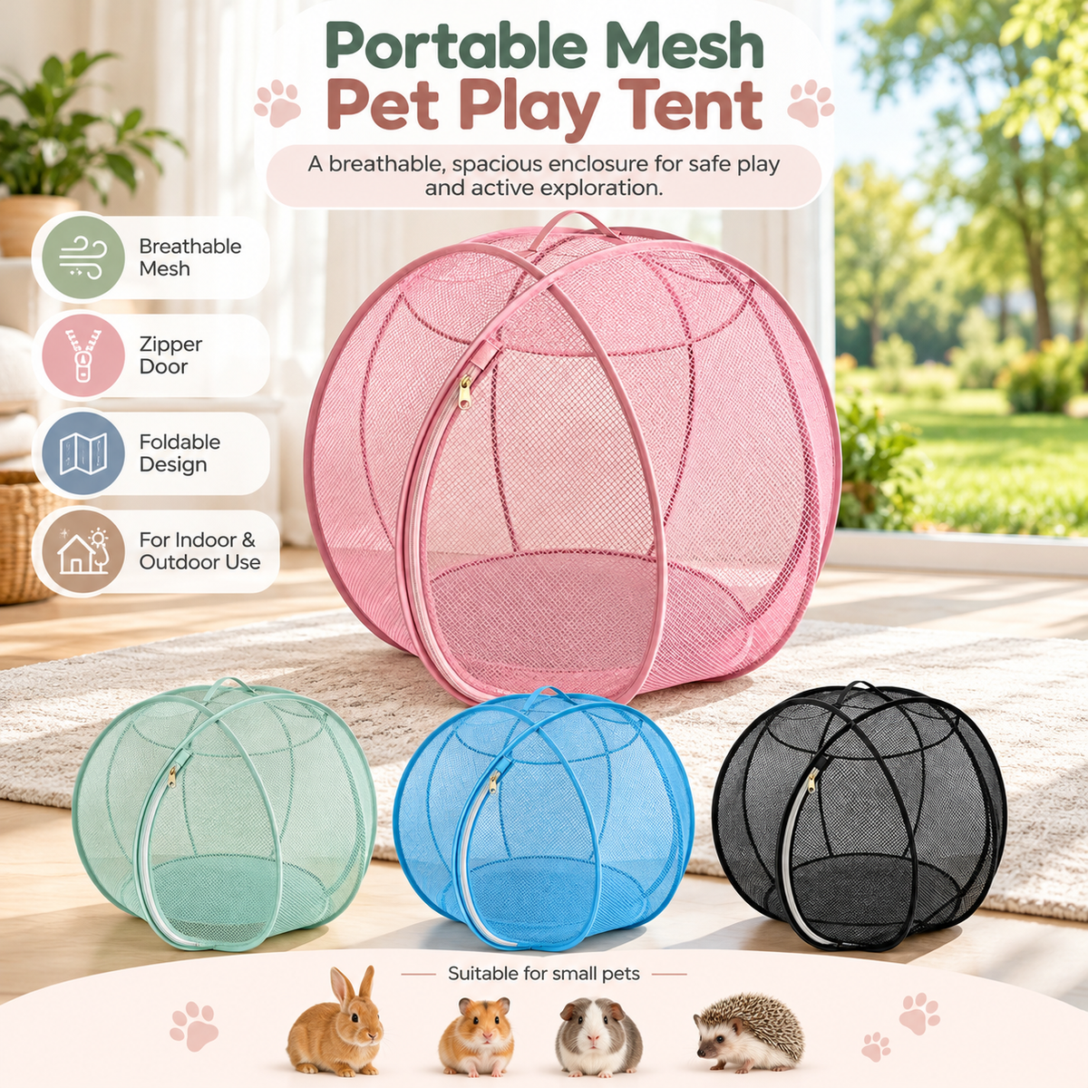 PetNest portable mesh small-pet playpen